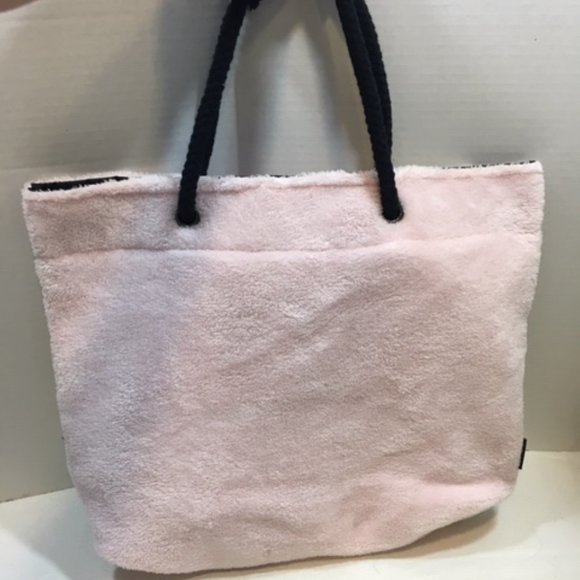 Mary Kay Soft Pink Fuzzy Tote Black Rope Handles16x13" - Picture 1 of 6